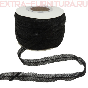 Лента нитепрошивная клеевая, по косой с нитью, арт.5712B шир. 12 мм цв.черный ,уп. 100 м *