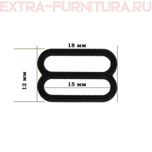 Пряжка-регулятор для бюстгальтера, пластик, арт.TBY-82646, шир.15мм, цв.черный, уп.100шт
