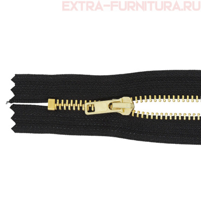 Молния джинсовая № 4, 18 см, латунь, цв.322 черный