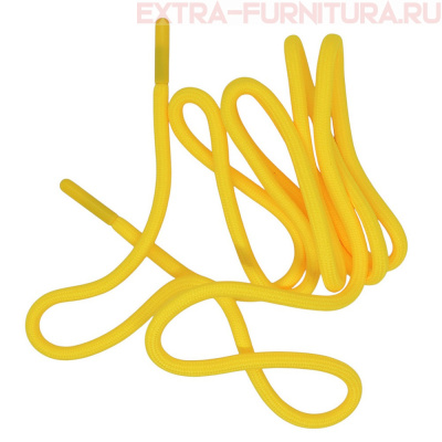 Шнурки круглые 150см, шир.6мм, цв.110 желтый, пласт.наконечник, уп.100шт